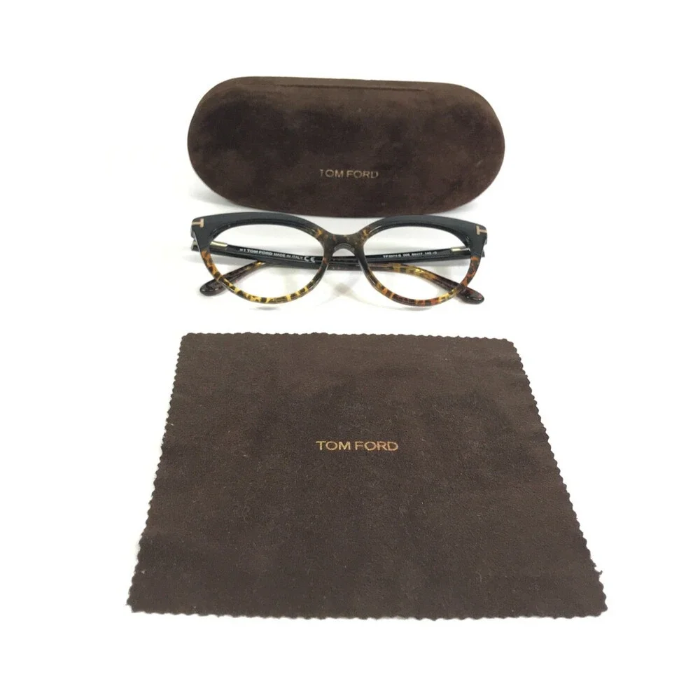 Tom Ford Eyeglasses Frames TF5674-B 005 Black Brown Cat Eye Full Rim 54-17-140